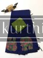 Block Printed Saree | Elephant Design | Running Pallu | contrast blouse
