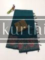 Block Printed Saree|Floral Design|Running Pallu | contrast blouse