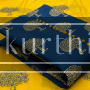 Blue and Mustard Yellow Cotton Printed Churidar Material  | Express ship