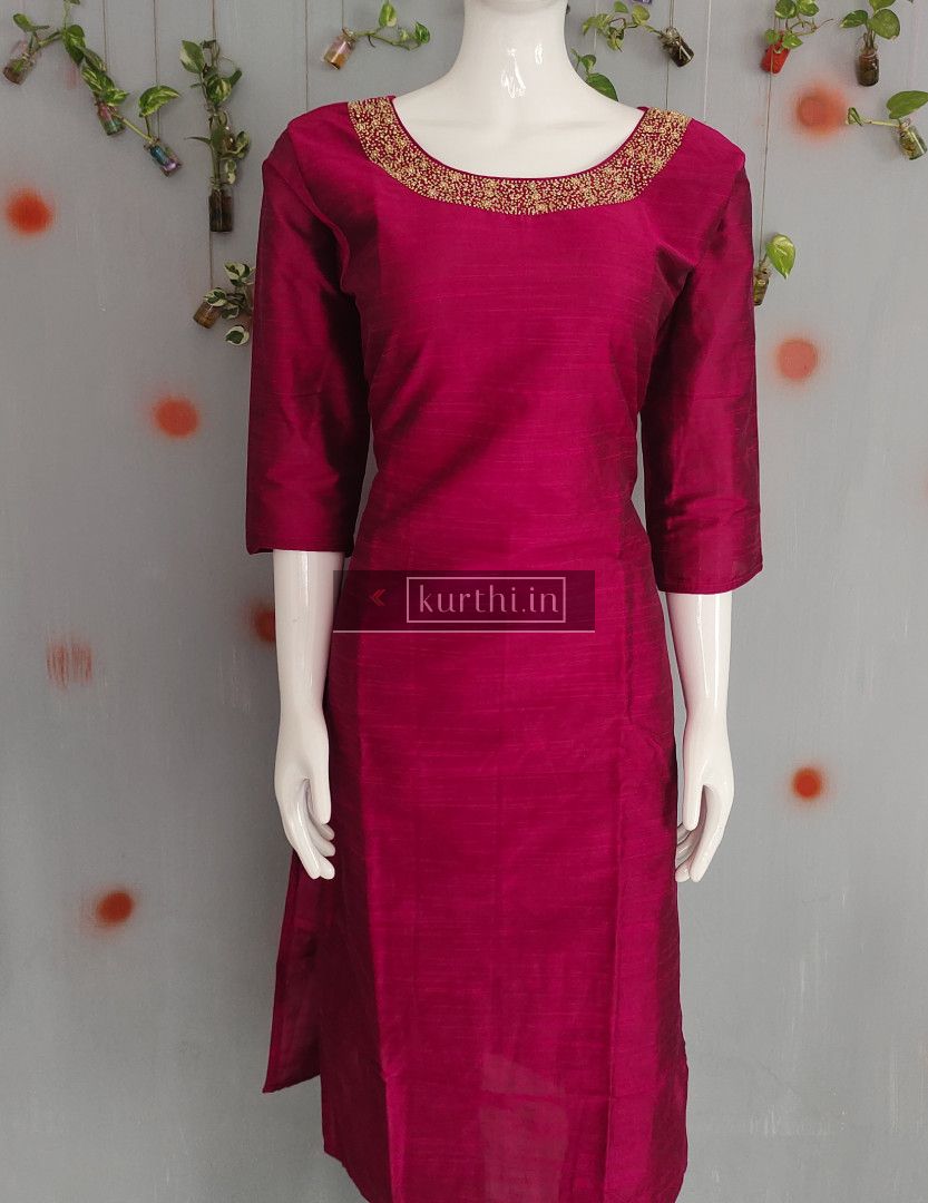Buy Designer Ready Made Green Embroidery Work Rayon Kurti Online From  Wholesalez.