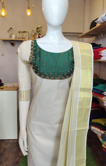 Kerala Handloom Handpainted Kurta-Kasavu - Byhand I Indian Ethnic Wear  Online I Sustainable Fashion I Handmade Clothes