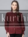 Maroon Regular Fit Crinkled Effect Casual Shirt